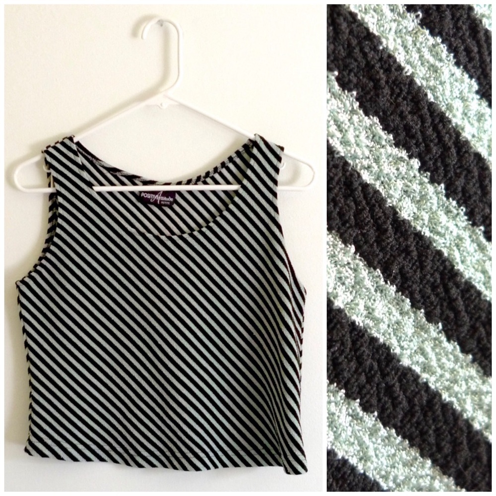 90s Minimalism Stripe Sleeveless Short Top